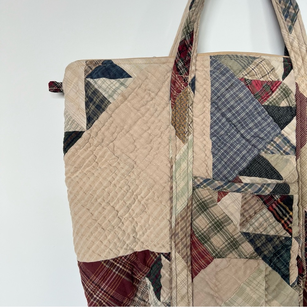 Quilted Plaid Patchwork Tote - image 3